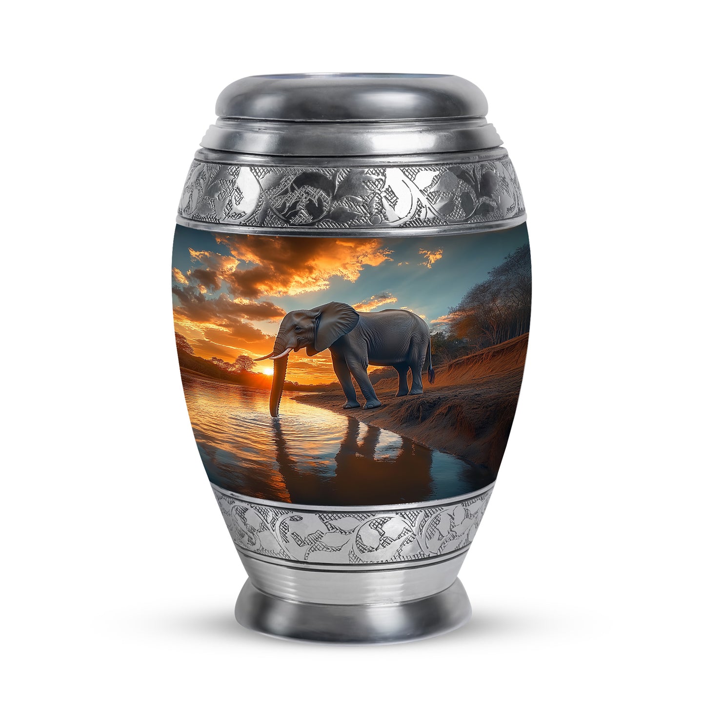 Ethereal Elephant Memorial Cremation Urns - Teal 10-inch, 200 cu in - Yatskia