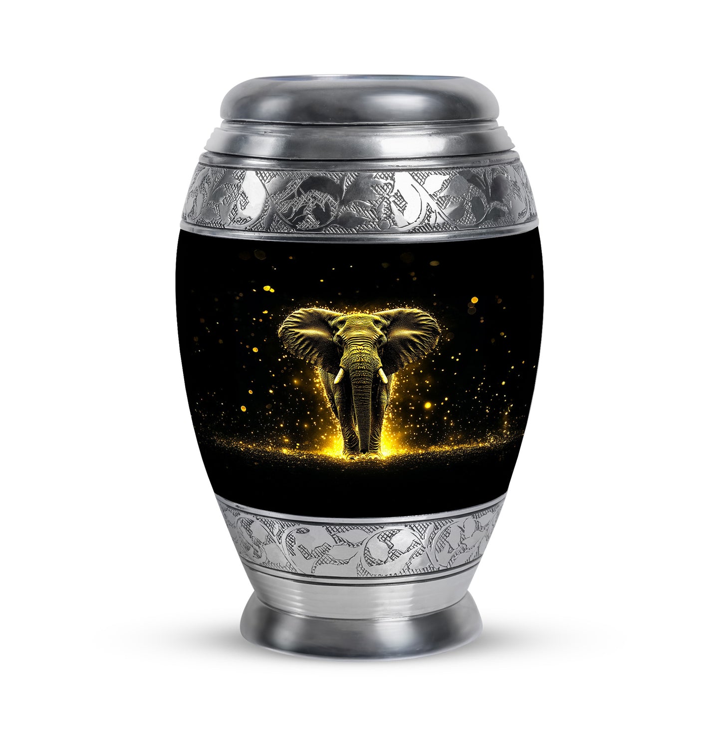 Lustrous Elephant Cremation Urns for Human Ashes - Black 10-inch - Yatskia