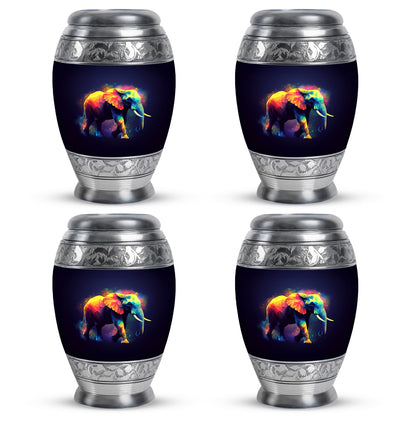 Onyx Black Elephant Cremation Urn urn with complimentary velvet bag - royal elephant engraving with decorative scrollwork - 10 inch aluminum urn for cremated remains