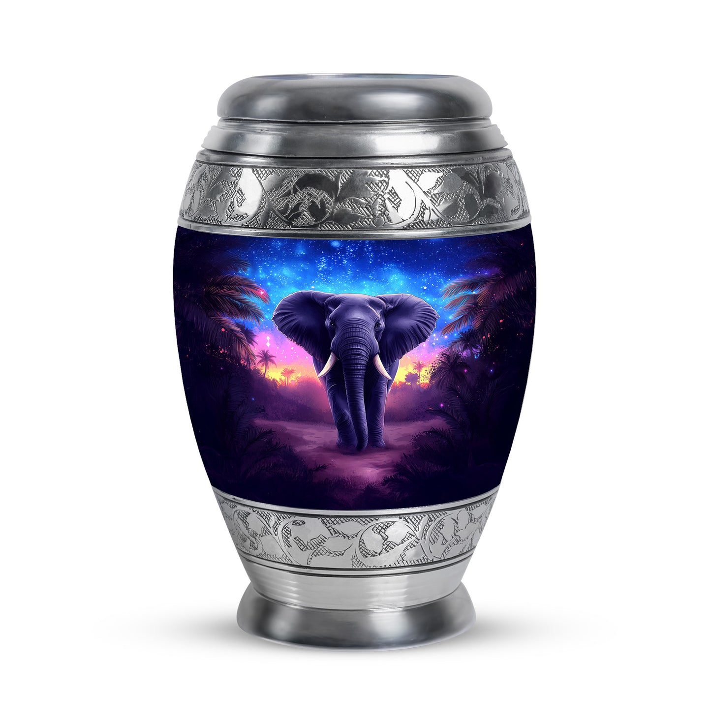 Blue Breathtaking Elephant Memorial Urn for Ashes - 10-inch, 200 cu in - Yatskia