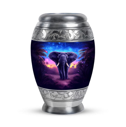 Blue Breathtaking Elephant Memorial Urn for Ashes - 10-inch, 200 cu in - Yatskia