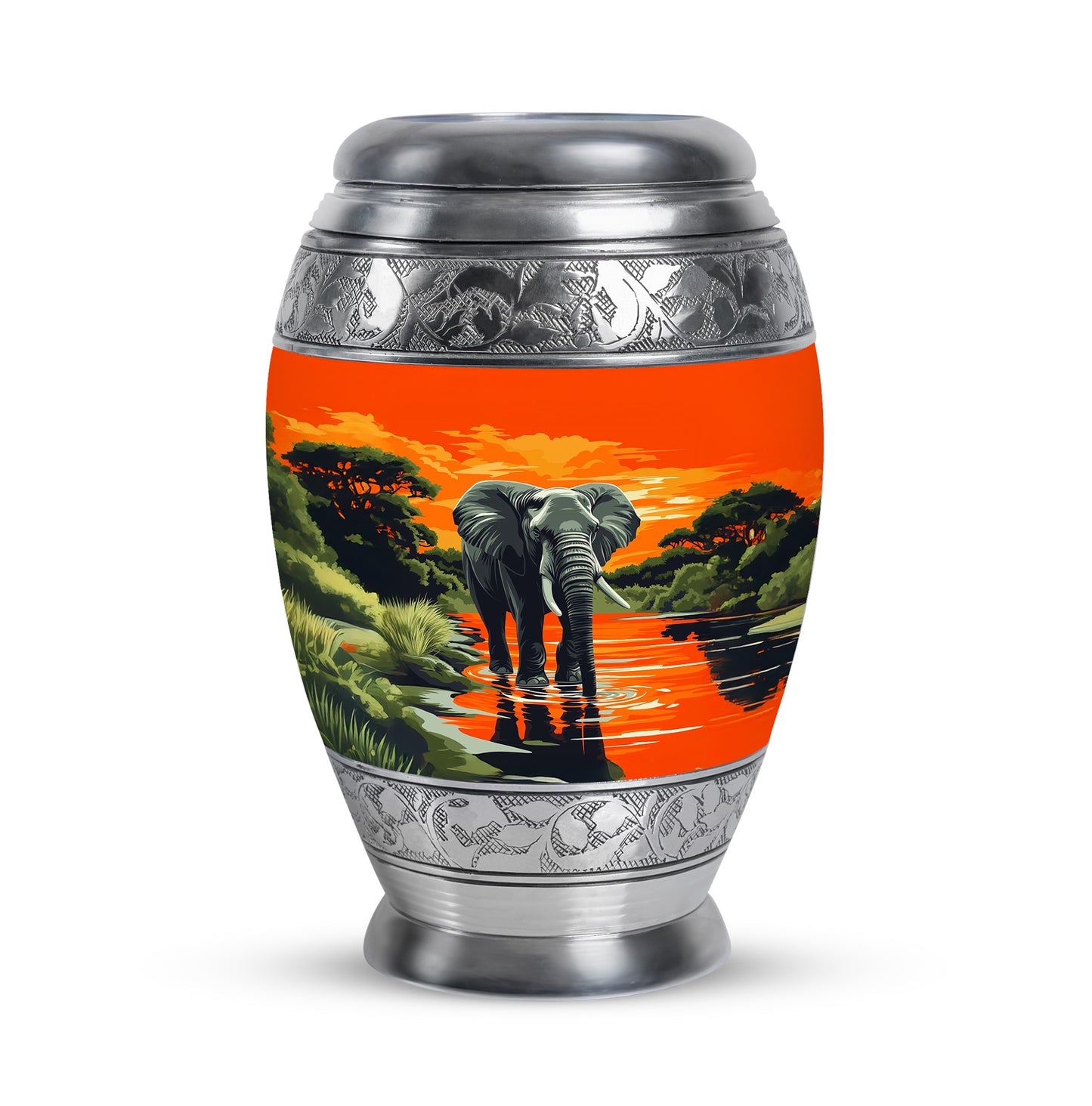 Gold Sacred Elephant Cremation Urns for Human Ashes - 10-inch, 200 cu in - Yatskia