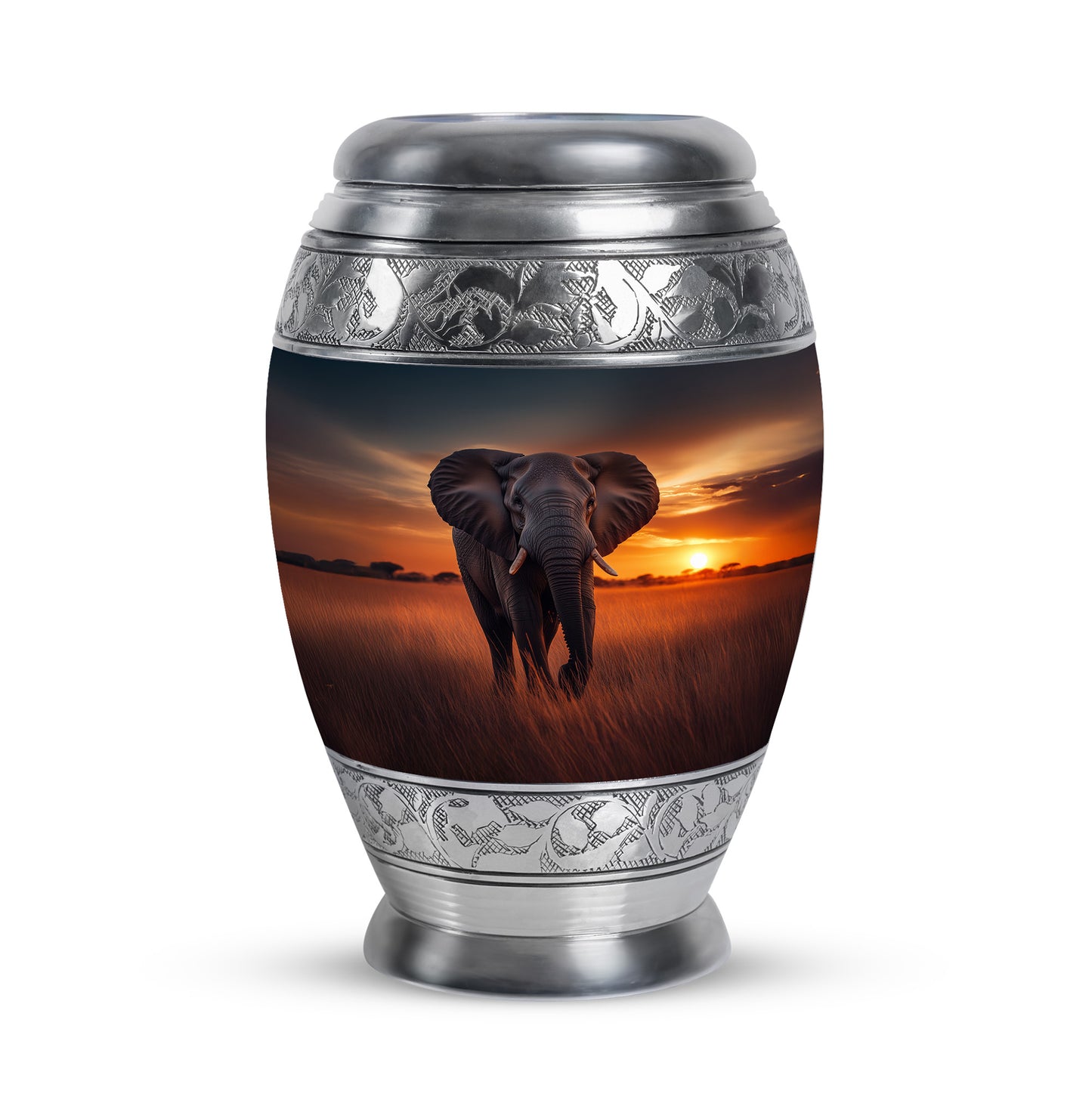 Graceful Blue Elephant Promise Urn for Human Ashes - 10-inch, 200 cu in - Yatskia