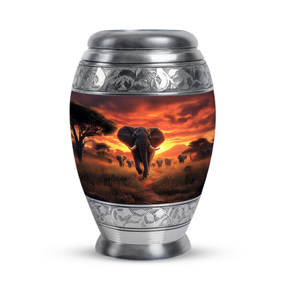 Harmonious Elephant Cremation Urns for Human Ashes - Red 10-inch - Yatskia