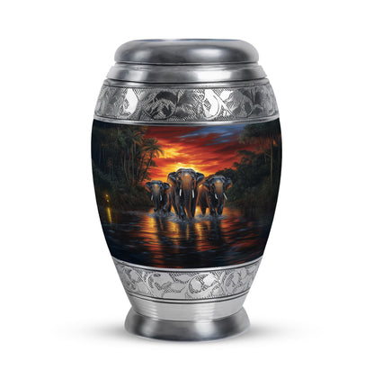 Graceful Red Elephant Beacon Urn for Human Ashes - 10-inch, 200 cu in - Yatskia