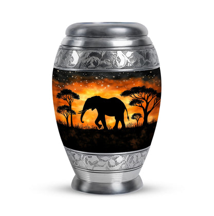 Personalized Black Sovereign Elephant Cremation Urns for Human Ashes - 10-inch, 200 cu in - Yatskia