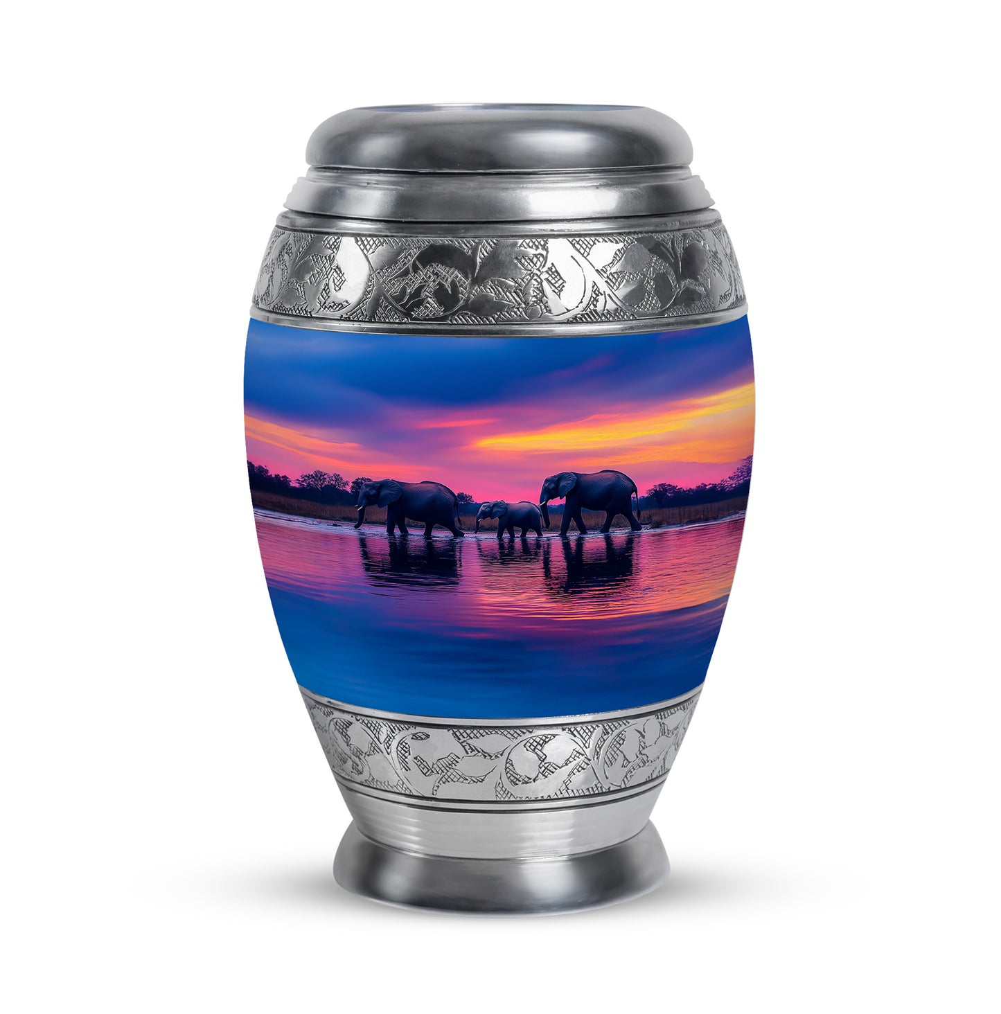 Radiant Elephant Memorial Cremation Urns - Blue 10-inch, 200 cu in - Yatskia