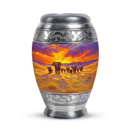 Everlasting Blue Elephant Sanctuary Urn for Human Ashes - 10-inch, 200 cu in - Yatskia