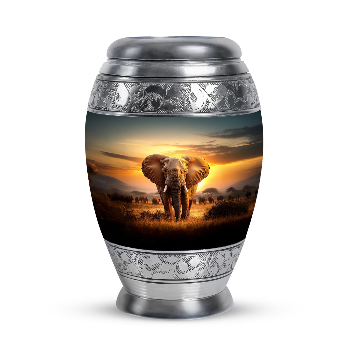 Lustrous Elephant Cremation Urns for Human Ashes - Gold 10-inch - Yatskia