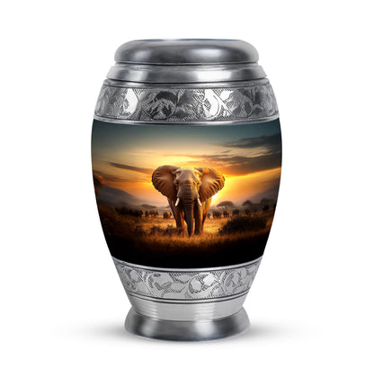 Lustrous Elephant Cremation Urns for Human Ashes - Gold 10-inch - Yatskia