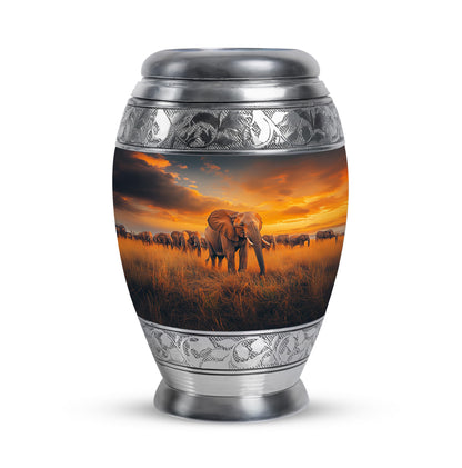 Personalized Blue Elephant Cremation Urns for Ashes - Peaceful 10-inch - Yatskia