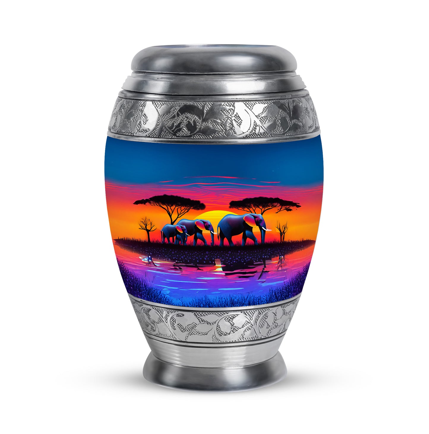 Personalized Elephant Cremation Urns - Soothing Blue 10-inch, 200 cu in - Yatskia