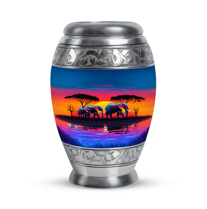 Personalized Elephant Cremation Urns - Soothing Blue 10-inch, 200 cu in - Yatskia