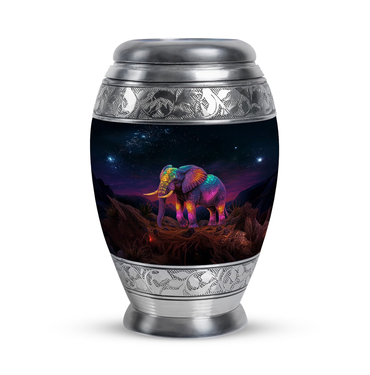 Personalized Elephant Cremation Urns - Wondrous Black 10-inch, 200 cu in - Yatskia