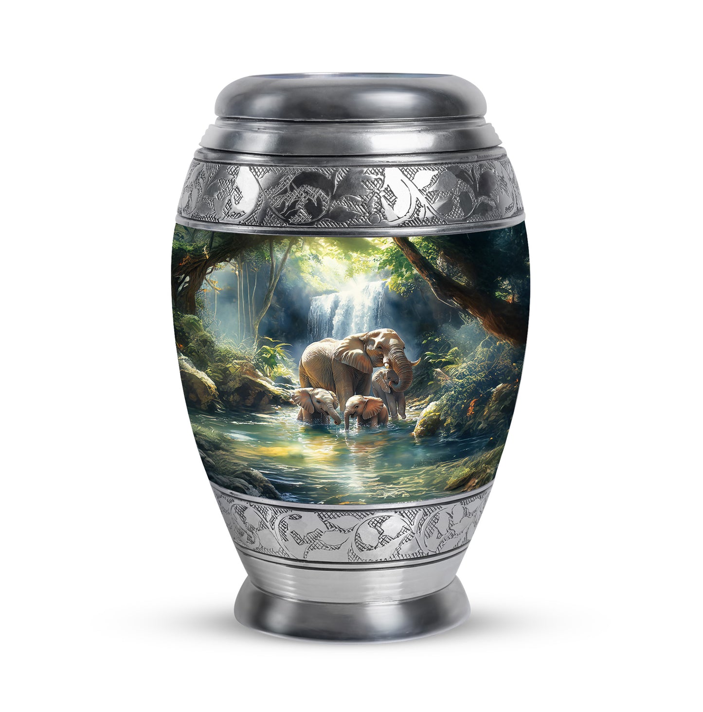 Blue Resounding Elephant Memorial Urn for Ashes - 10-inch, 200 cu in - Yatskia