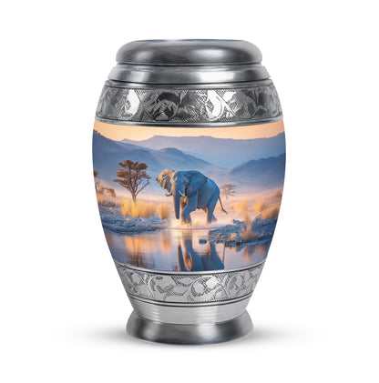 Remarkable Elephant Memorial Cremation Urns - Blue 10-inch, 200 cu in - Yatskia