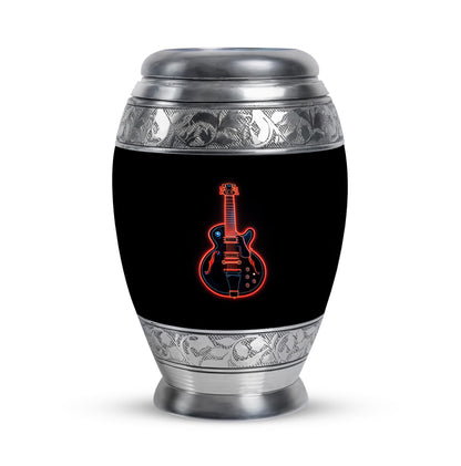 Stunning Black Guitar Devotion Urn for Human Ashes - 10-inch, 200 cu in - Yatskia