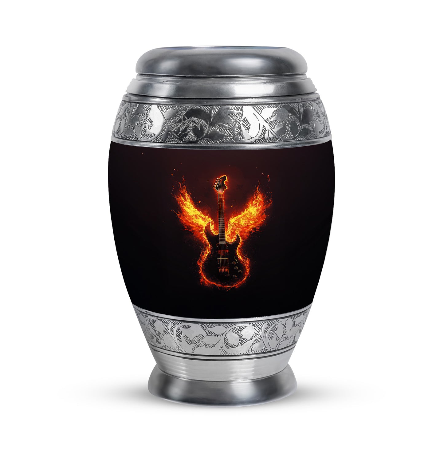 Personalized Seraphic Guitar Cremation Urns - Black 10-inch, 200 cu in - Yatskia