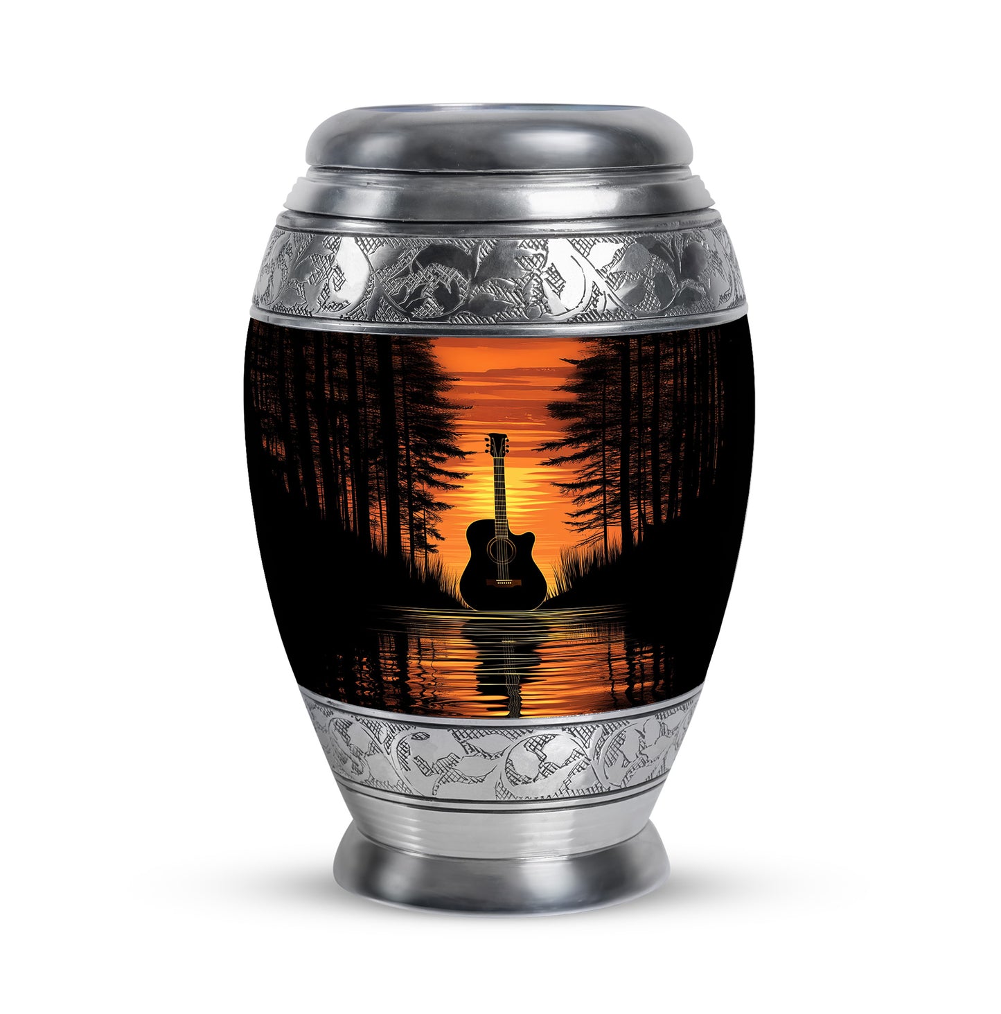 Harmonious Guitar Cremation Urns for Human Ashes - Black 10-inch - Yatskia