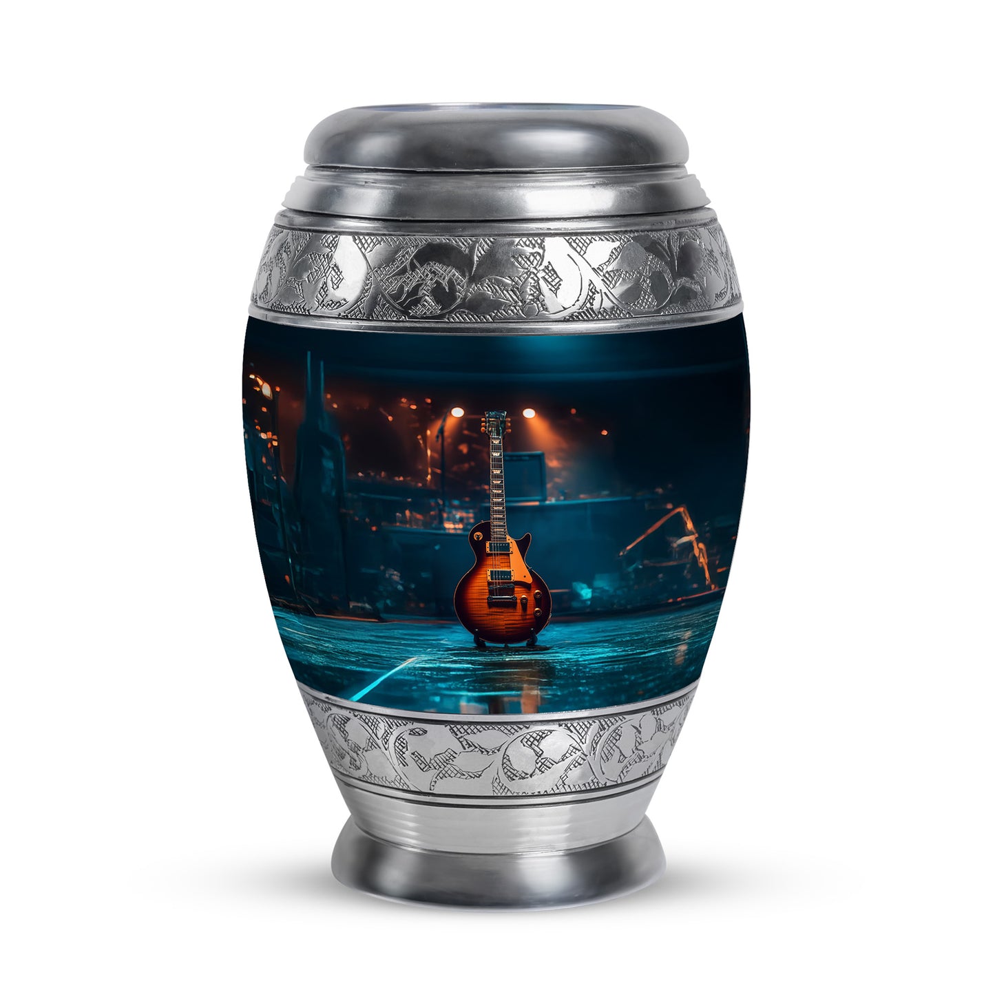 Inspiring Black Guitar Promise Urn for Human Ashes - 10-inch, 200 cu in - Yatskia