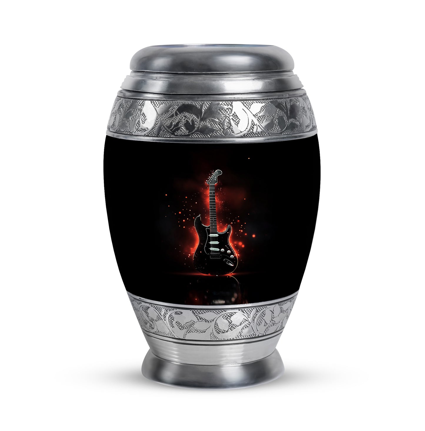 Black Treasured Guitar Cremation Urns for Human Ashes - 10-inch, 200 cu in - Yatskia