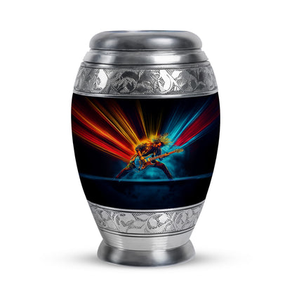 Inspiring Black Guitar Commemoration Urn for Human Ashes - 10-inch, 200 cu in - Yatskia