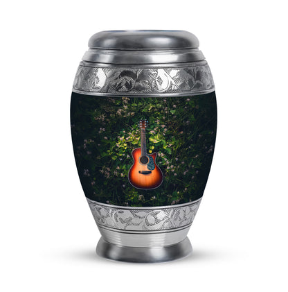 Graceful Green Guitar Heritage Urn for Human Ashes - 10-inch, 200 cu in - Yatskia