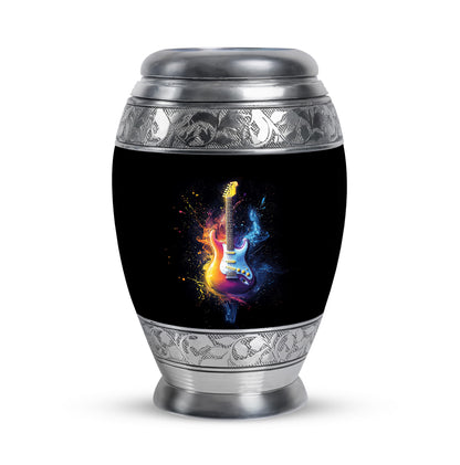 Luminous Black Guitar Reflection Urn for Human Ashes - 10-inch, 200 cu in - Yatskia