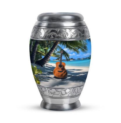 Blue Breathtaking Guitar Memorial Urn for Ashes - 10-inch, 200 cu in - Yatskia