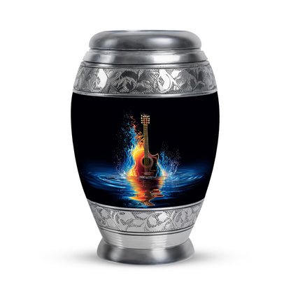 Lustrous Guitar Cremation Urns for Human Ashes - Black 10-inch - Yatskia