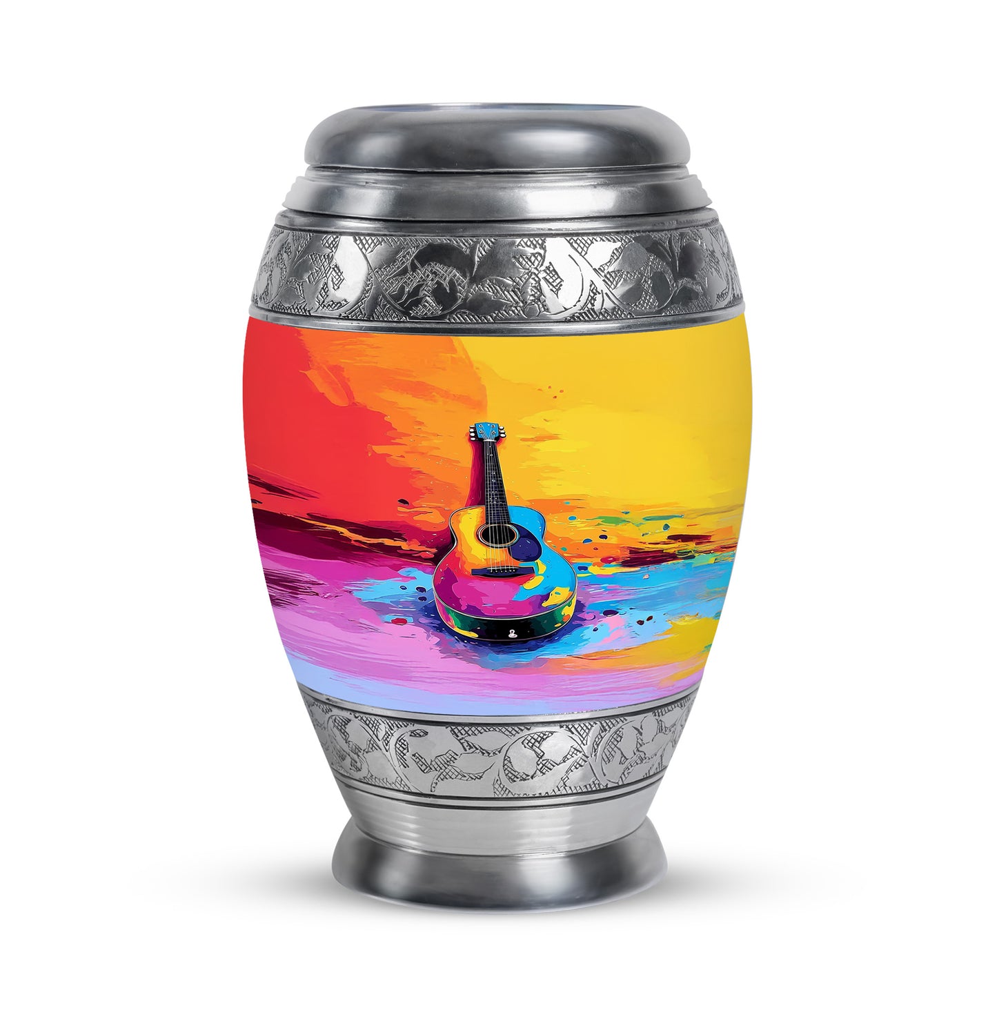 Gold Guitar Passage Cremation Urns for Human Ashes - 10-inch, 200 cu in - Yatskia