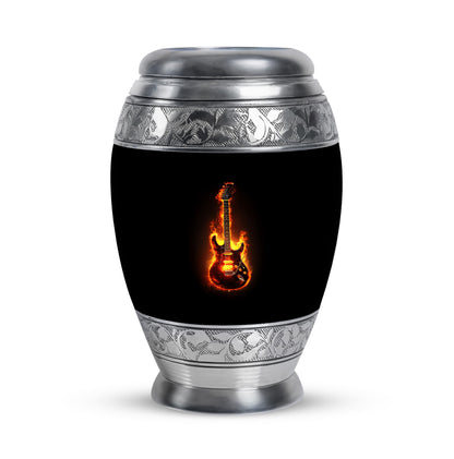 Luminous Black Guitar Benediction Urn for Human Ashes - 10-inch, 200 cu in - Yatskia