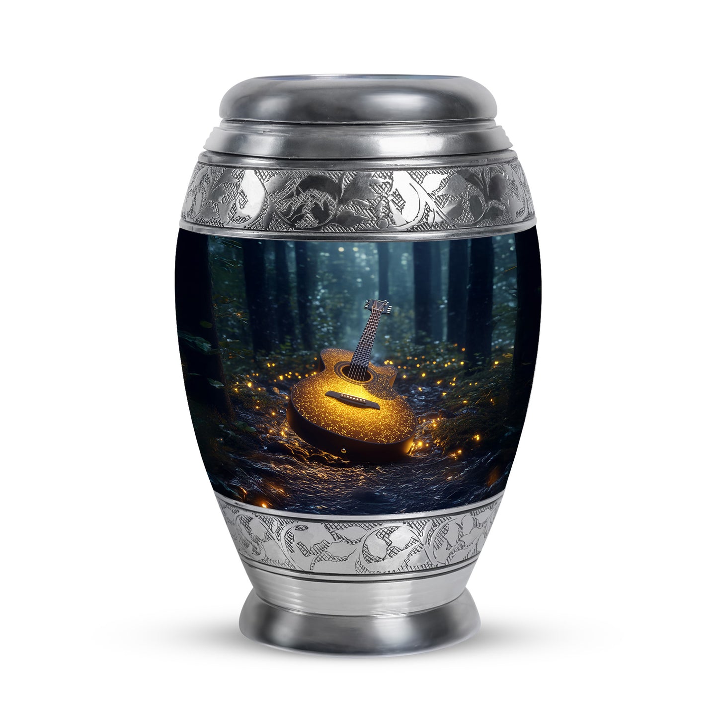 Lustrous Guitar Cremation Urns for Human Ashes - Blue 10-inch - Yatskia