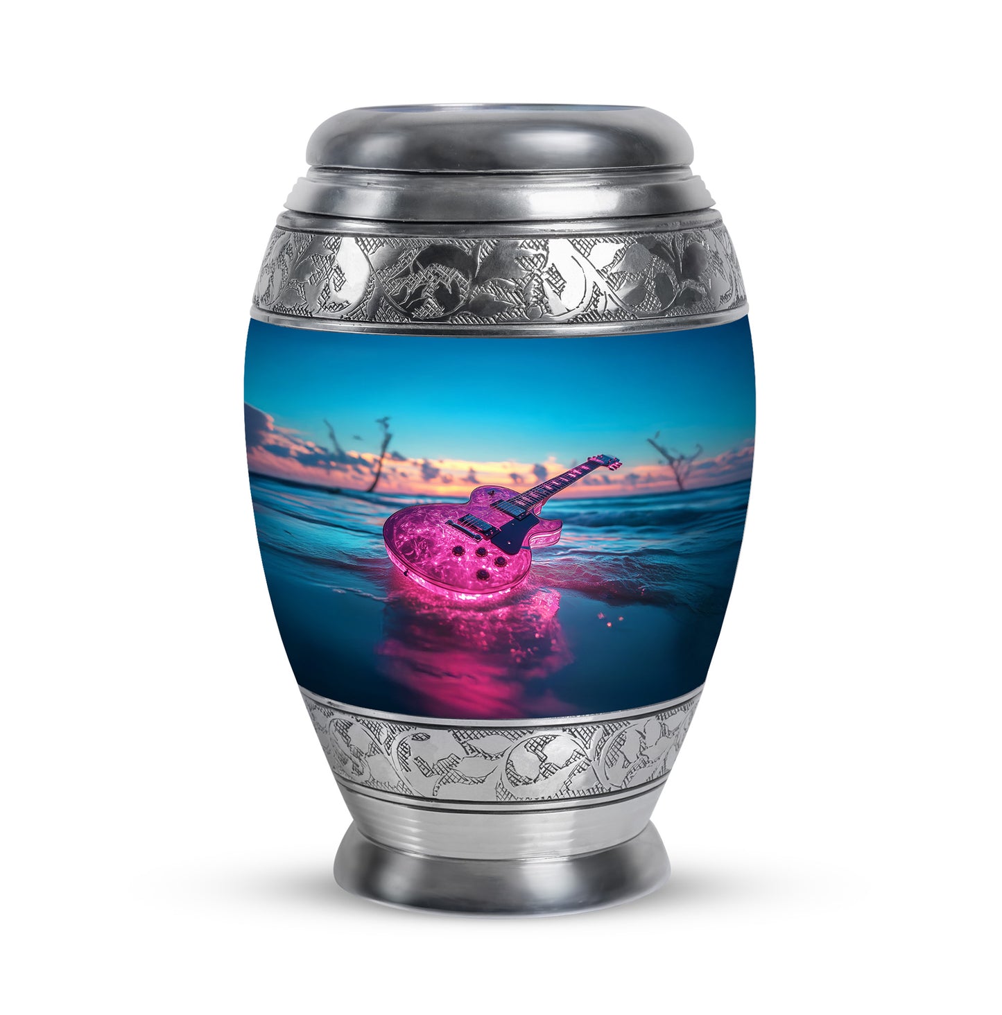 Personalized Teal Guitar Cremation Urns for Ashes - Captivating 10-inch - Yatskia