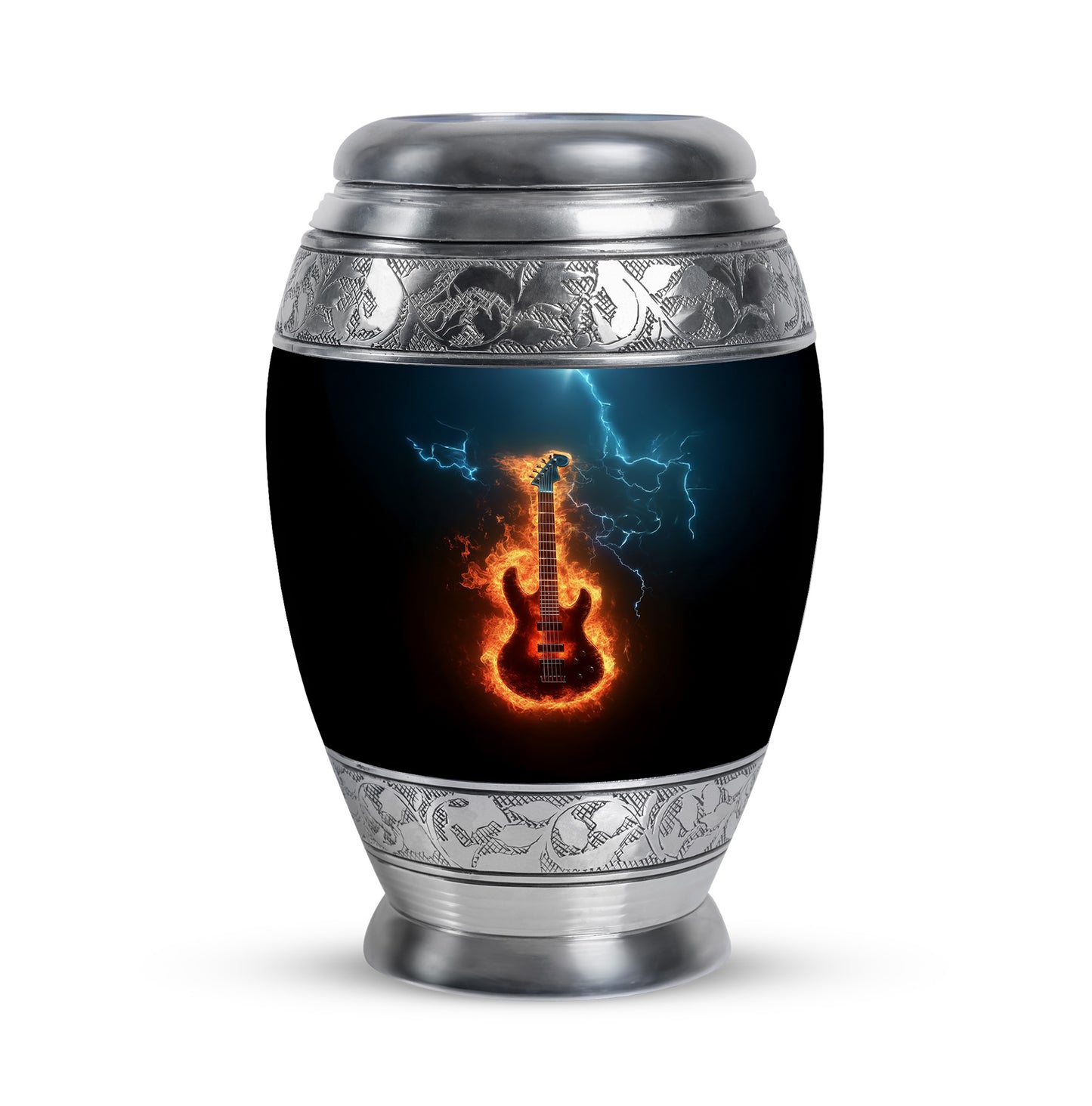 Black Guitar Cremation Urns - Enduring Dedication 10-inch, 200 cu in - Yatskia