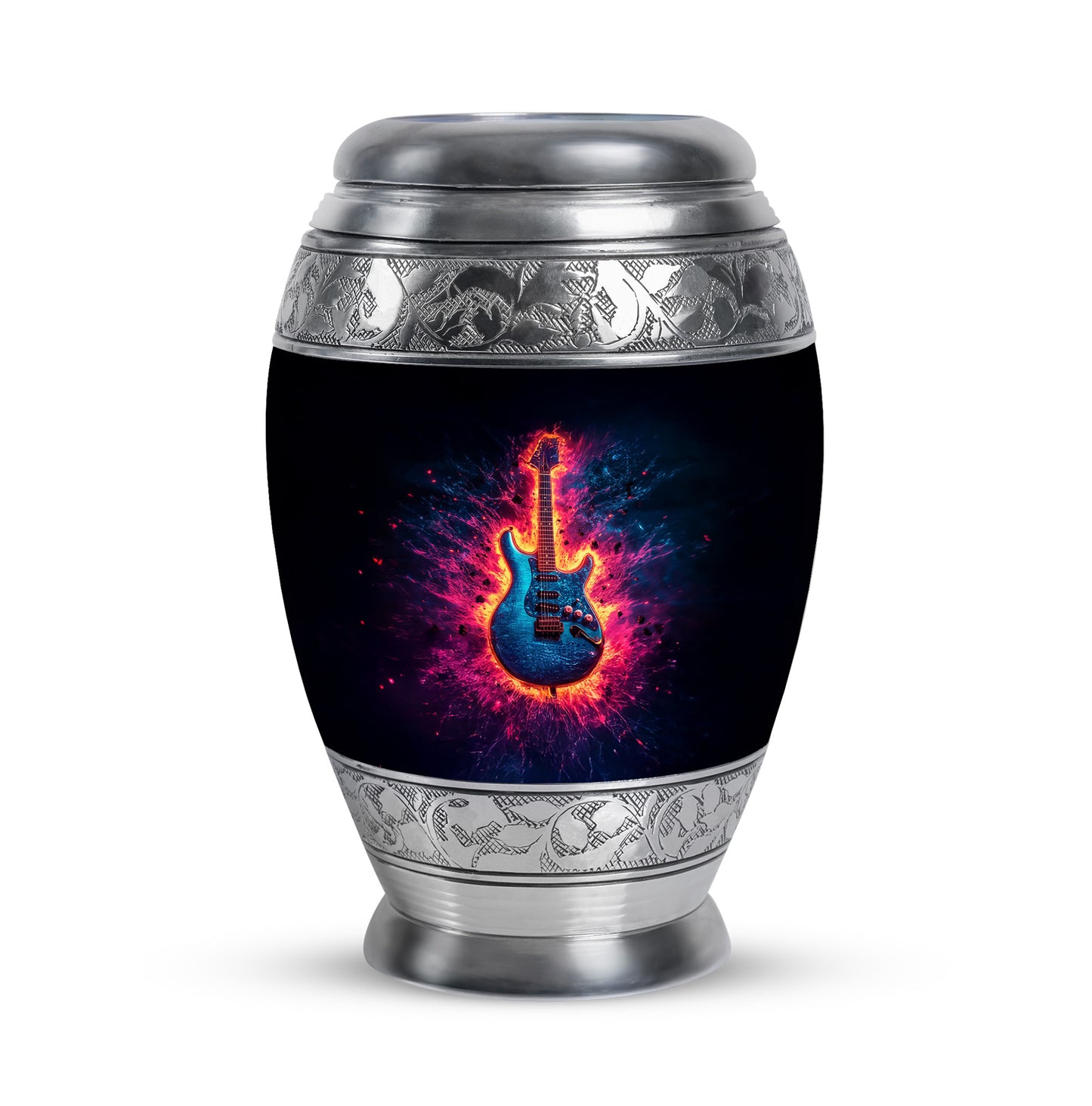 Blessed Guitar Cremation Urns for Human Ashes - Black 10-inch - Yatskia