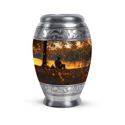 Personalized Gold Steadfast Fishing Cremation Urns for Human Ashes - 10-inch, 200 cu in - Yatskia