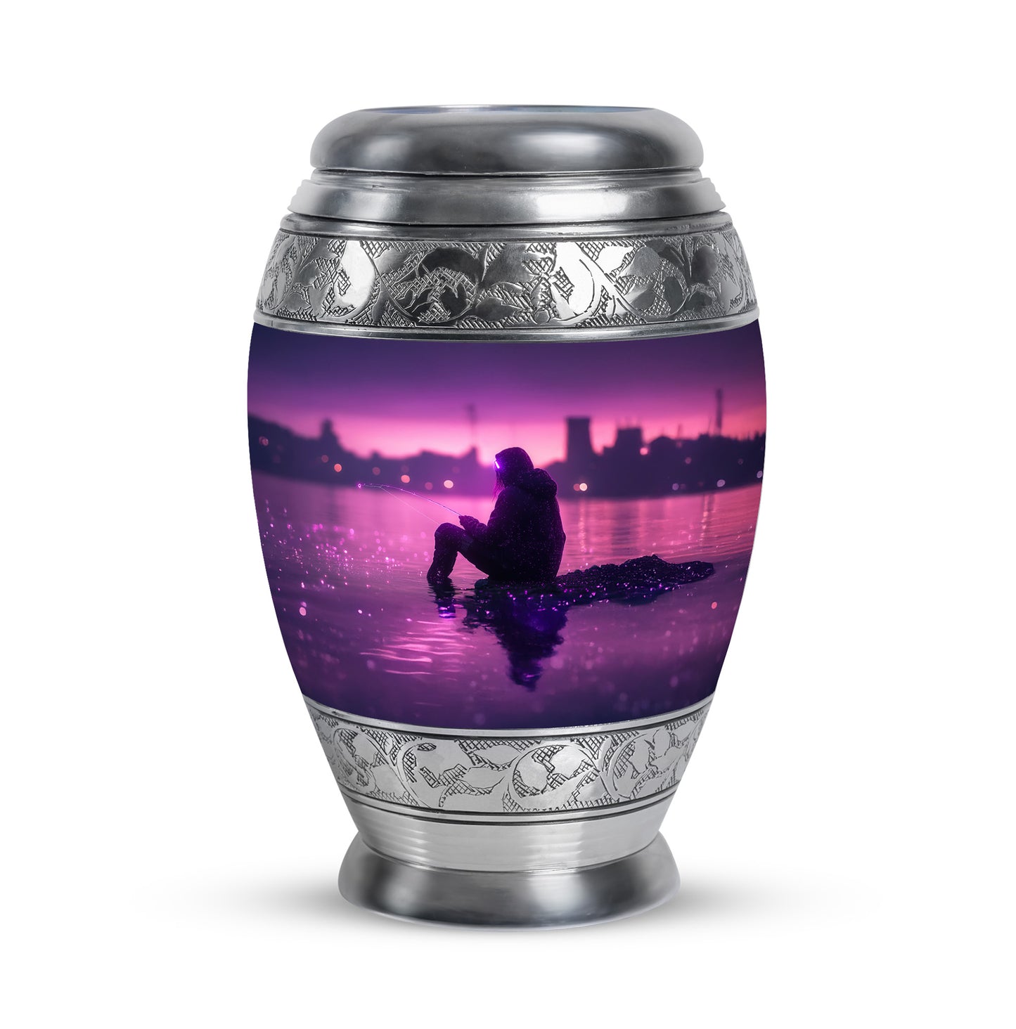 Purple Fishing Testament Cremation Urns for Human Ashes - 10-inch, 200 cu in - Yatskia