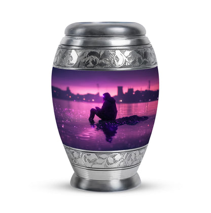 Purple Fishing Testament Cremation Urns for Human Ashes - 10-inch, 200 cu in - Yatskia
