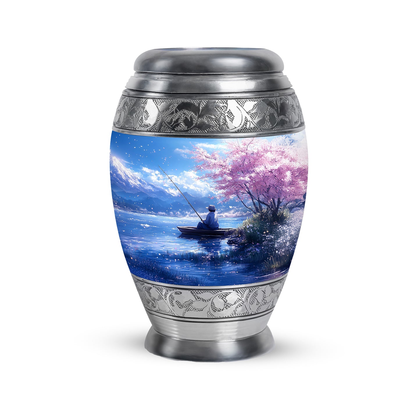 Blue Venerable Fishing Cremation Urns for Human Ashes - 10-inch, 200 cu in - Yatskia