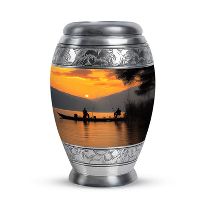 Dignified Gold Fishing Cremation Urn for Ashes - 10-inch, 200 cu in - Yatskia