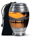 Fishing Yellow Cremation Urn for Ashes – Sunset Lake Large Cremation Urns