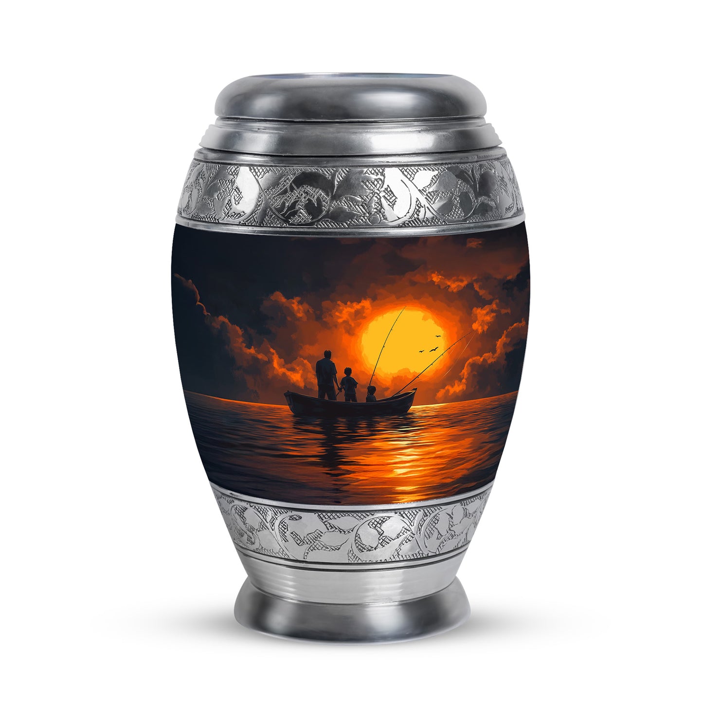 Personalized Magnificent Fishing Cremation Urns - Blue 10-inch, 200 cu in - Yatskia