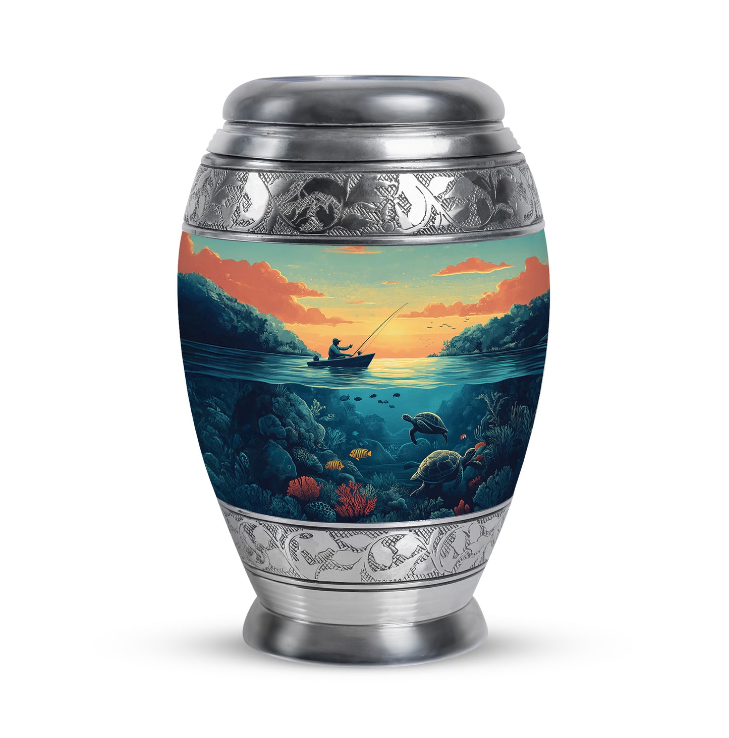 Illustrious Fishing Memorial Cremation Urns - Green 10-inch, 200 cu in - Yatskia