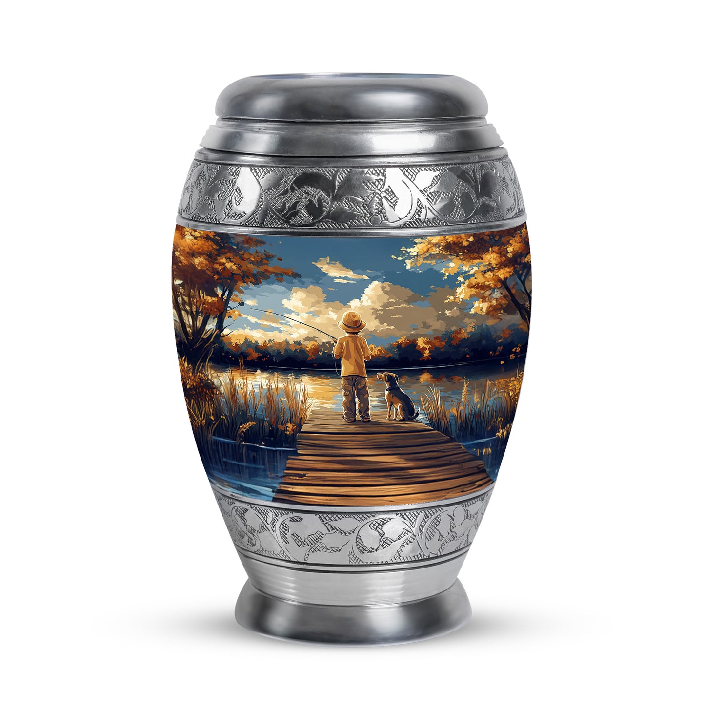 Blue Fishing Cremation Urns - Opulent Sanctuary 10-inch, 200 cu in - Yatskia