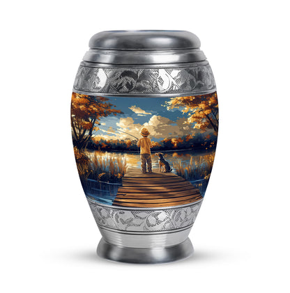 Blue Fishing Cremation Urns - Opulent Sanctuary 10-inch, 200 cu in - Yatskia