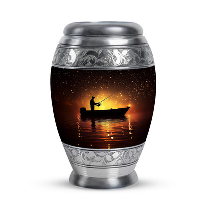 Luminous Red Fishing Homage Urn for Human Ashes - 10-inch, 200 cu in - Yatskia