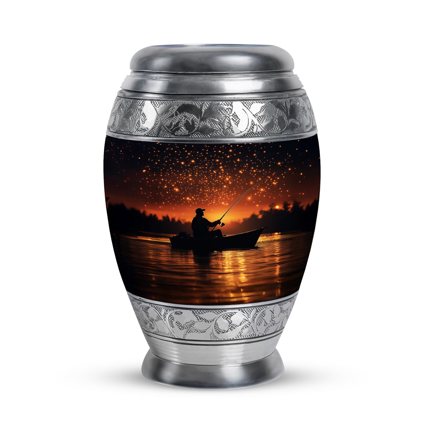 Personalized Fishing Cremation Urns - Soothing Black 10-inch, 200 cu in - Yatskia