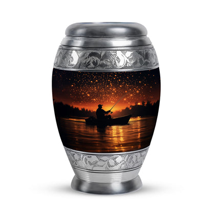 Personalized Fishing Cremation Urns - Soothing Black 10-inch, 200 cu in - Yatskia