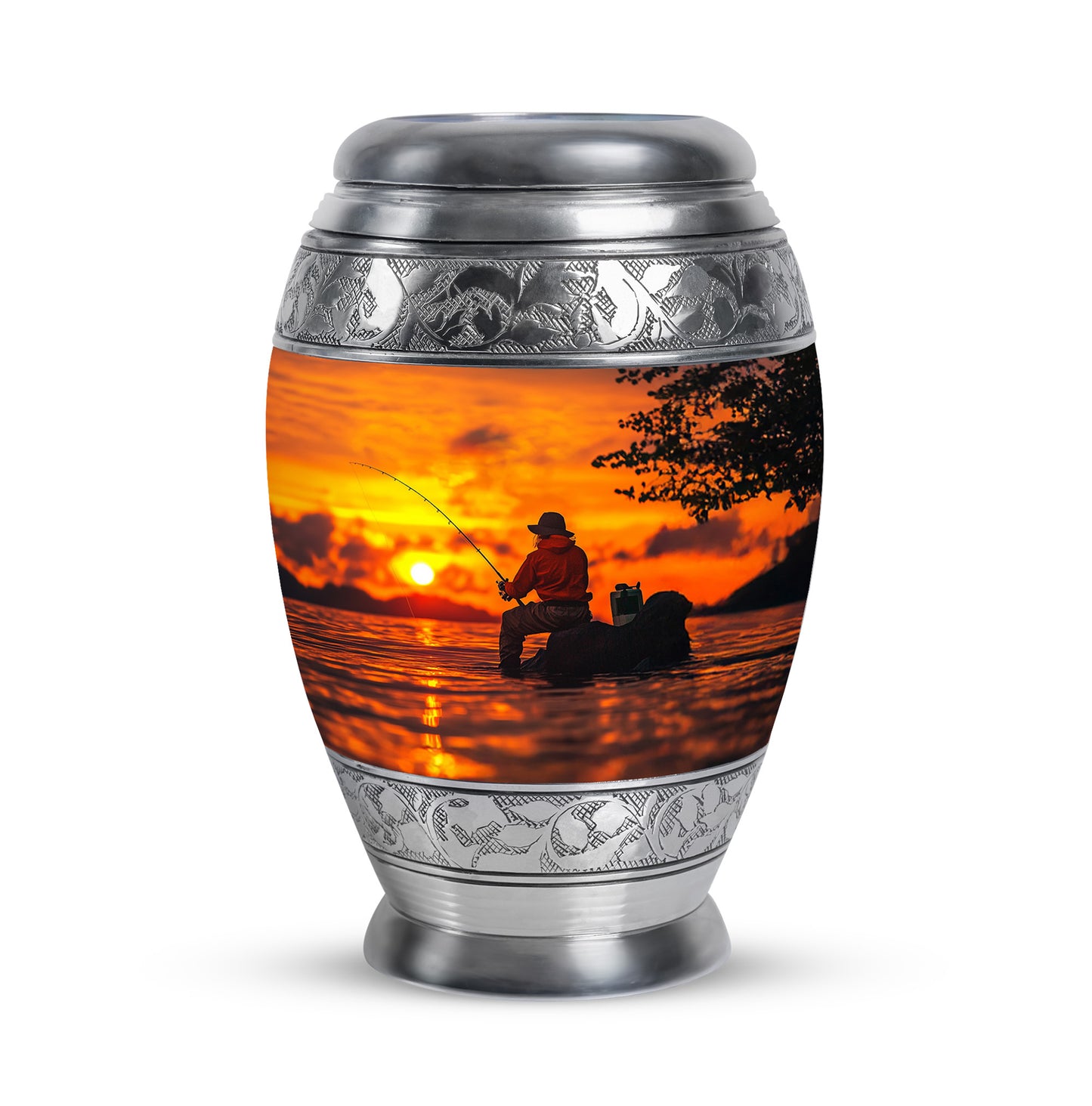 Personalized Elegant Fishing Cremation Urns - Gold 10-inch, 200 cu in - Yatskia